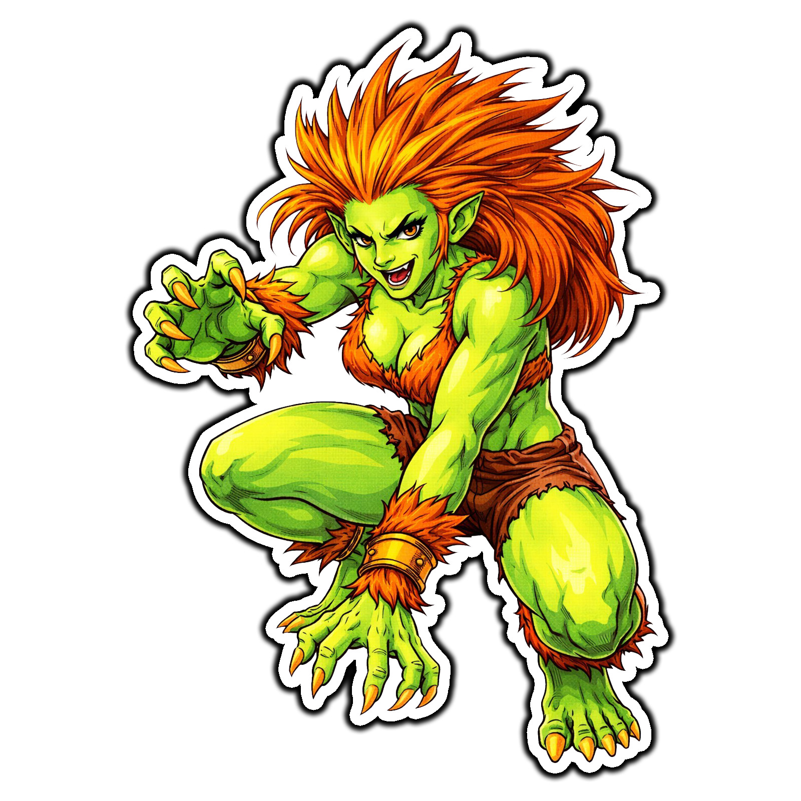 Female Blanka #1 Street Fighter Retro Sticker Waterproof Vinyl Decal Die-Cut