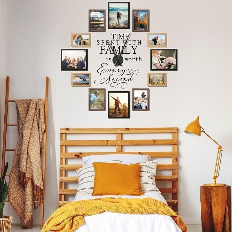 Picture Frames Wall Decor Set Clock Family Quote Stickers DIY Home Art New