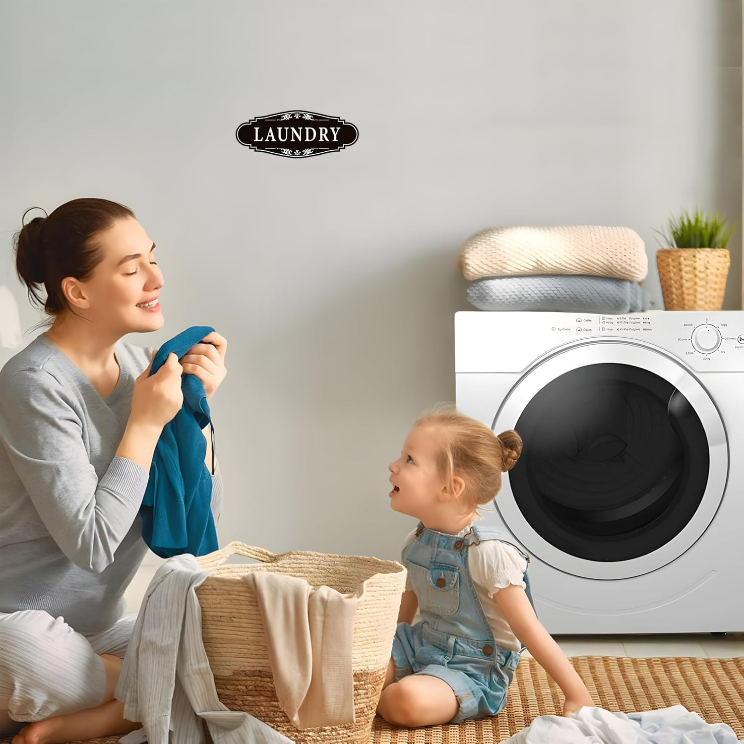 3PCS Bathroom/Laundry Room/Pantry Door Signs Sticker, Self-Adhesive Weatherproof