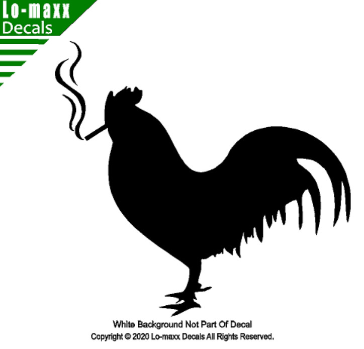 Smoking Chicken Rooster Country Farm Truck Car Funny Novelty Die Cut Vinyl Decal