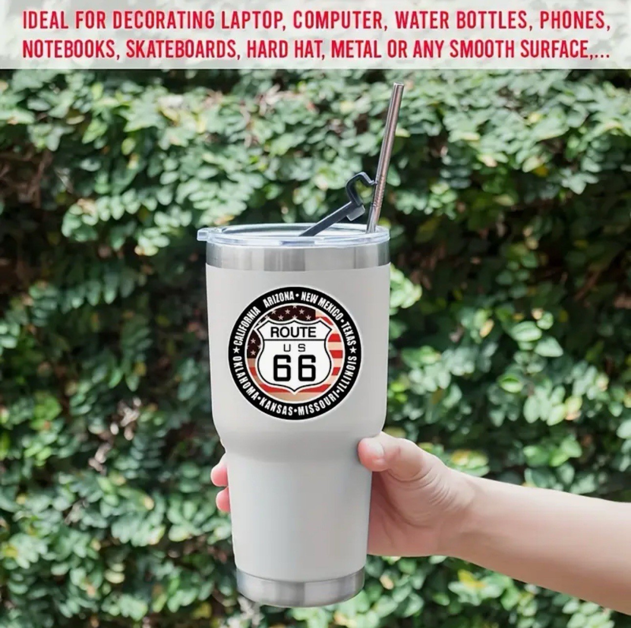 US ROUTE 66 STATES 3” INCH ROUND VINYL DECAL STICKER 1PC