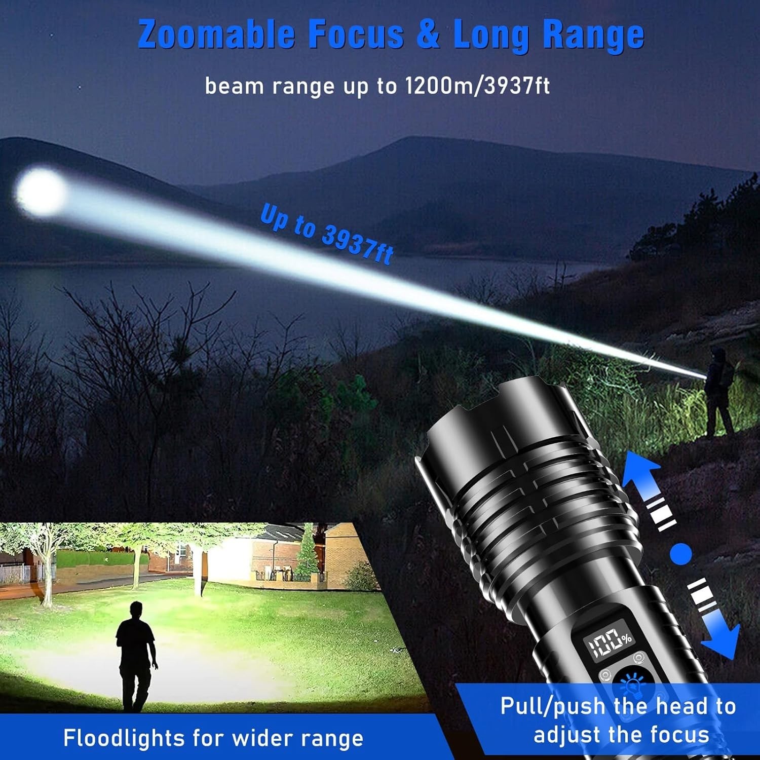 Flashlights High Lumens Rechargeable, 980000 Lumens XHM77.2 LED Flashlight Su…