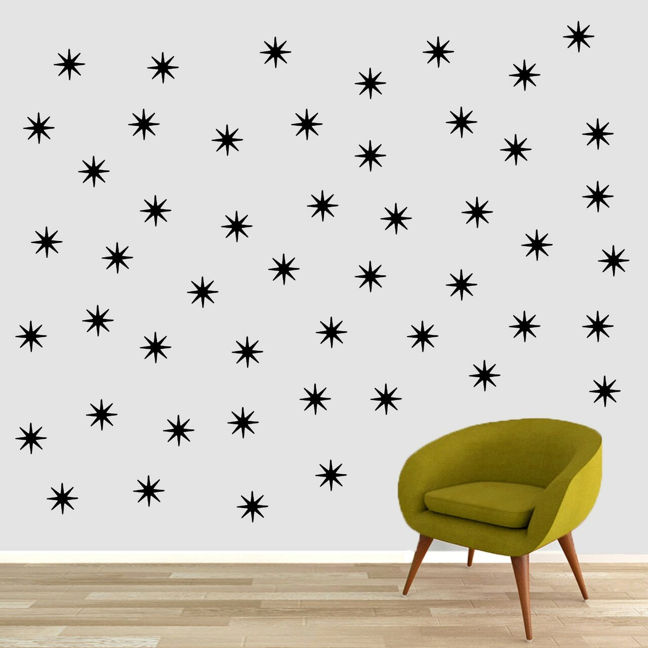 Retro Starbursts Wall Decal Set – Shapes, Accents, Patterns, Wall Sticker, Art