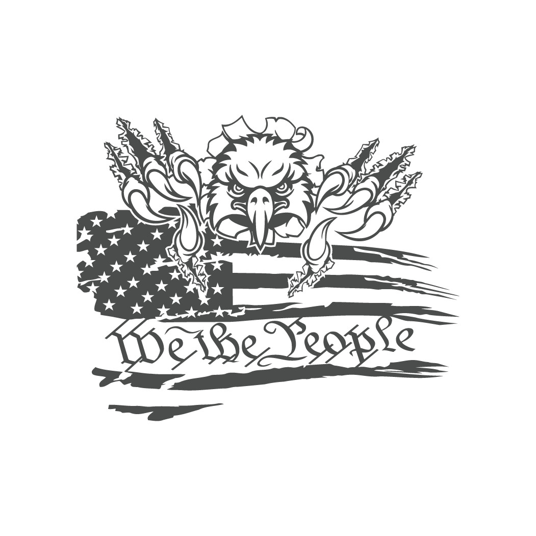 American USA Distressed Flag With Eagle & We The People Automotive Die Cut Decal