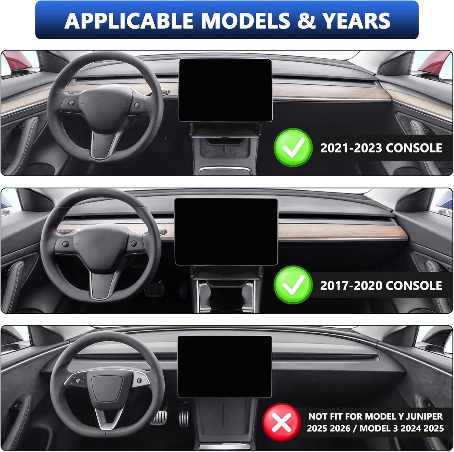 Hideable under Screen Storage Organizer Compatible with Tesla Model Y 2024-2020(