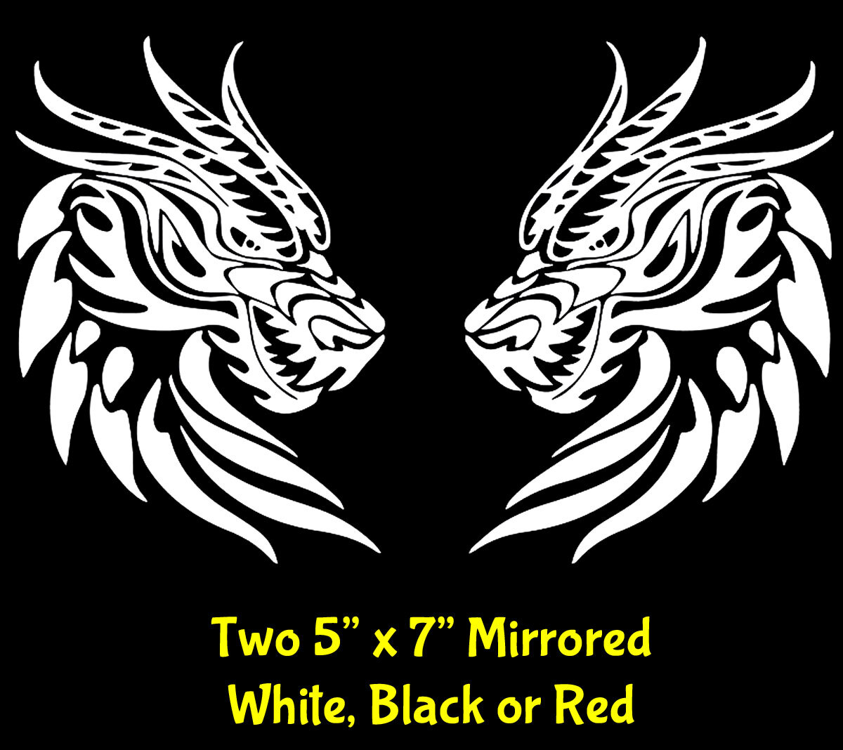 Dragon Pair Mirrored Vinyl Decal Car Truck Window Tumbler Laptop Tablet Notebook