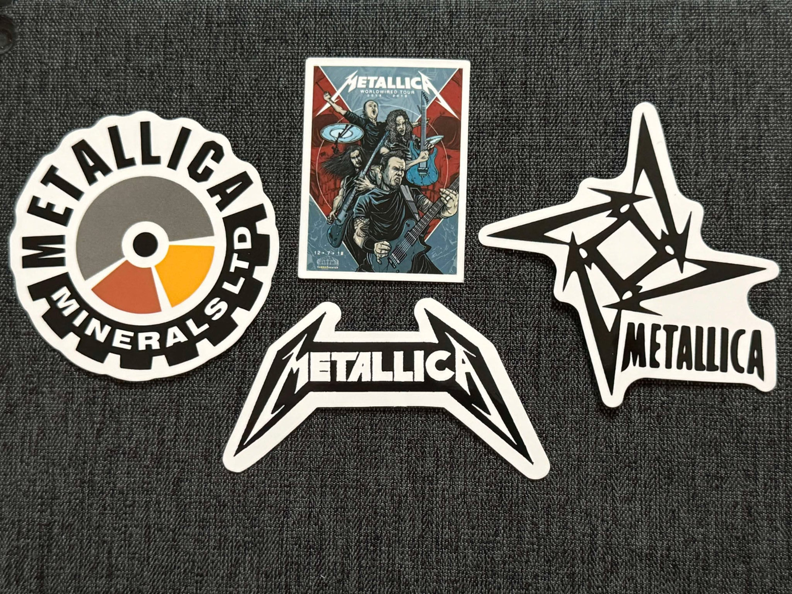 Lot (4) METALLICA 1 5/8" to 3" Band Logo STICKERS Burton HETFIELD Free SHIP!