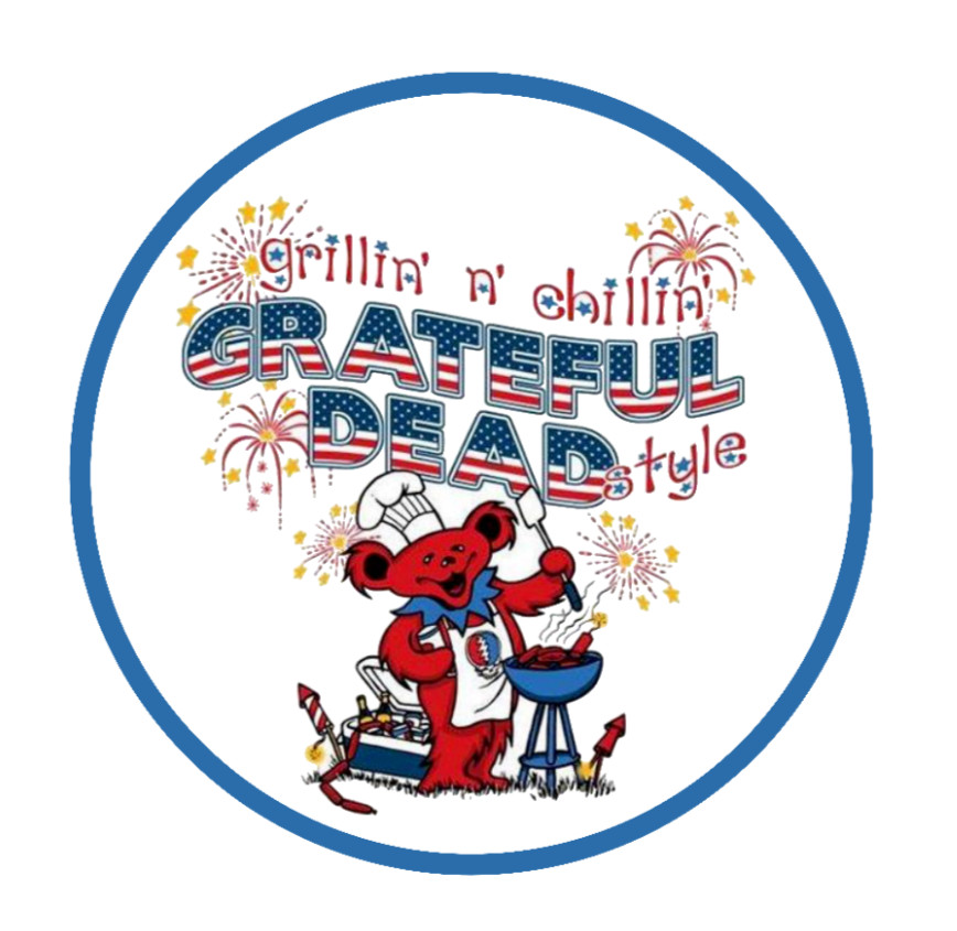 BBQ – Grillin Chillin Grateful Dead Style – 4" Vinyl Decal Window Cooler Laptop