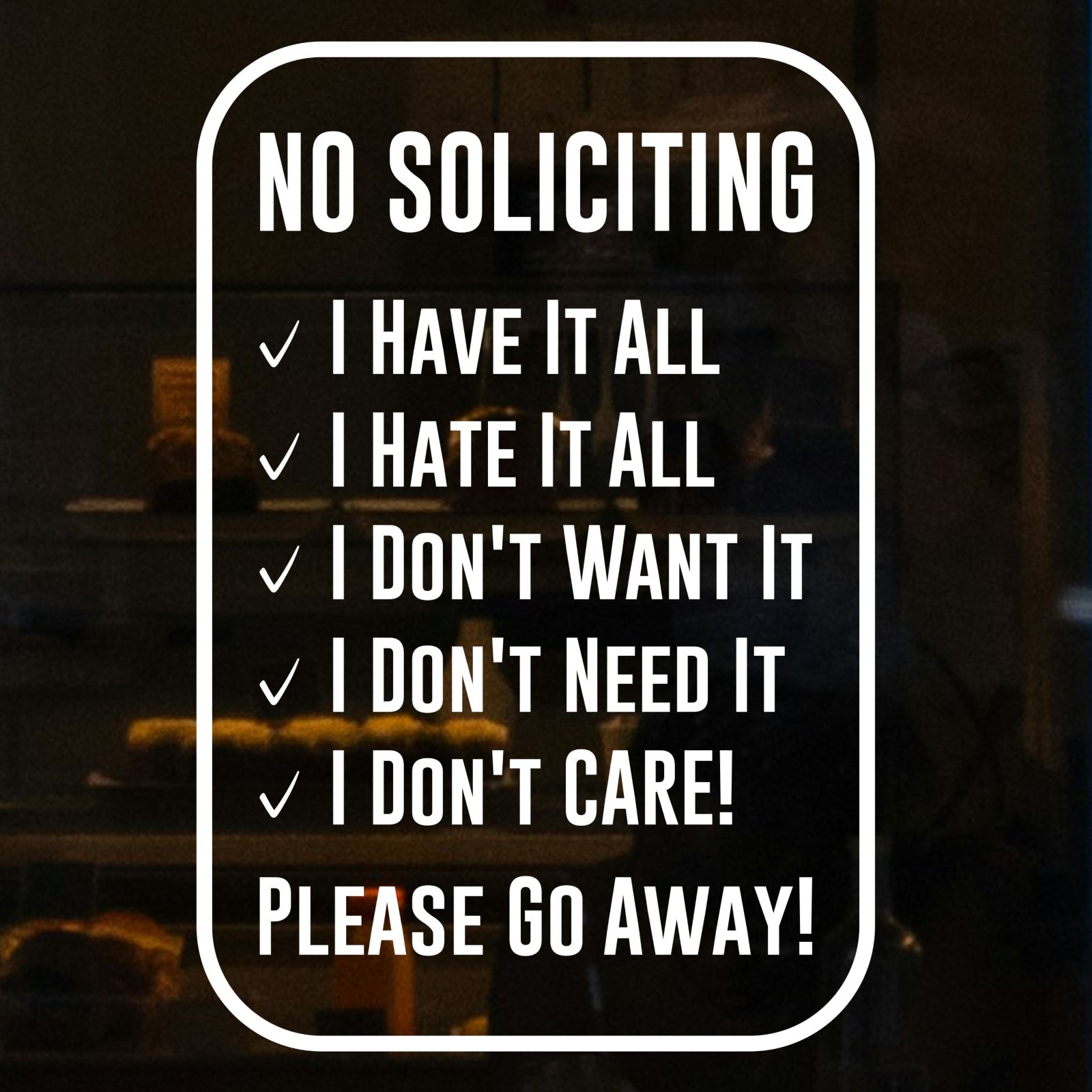 No Soliciting Decal Sticker Funny No Solicitation Sign Home Door Business Office