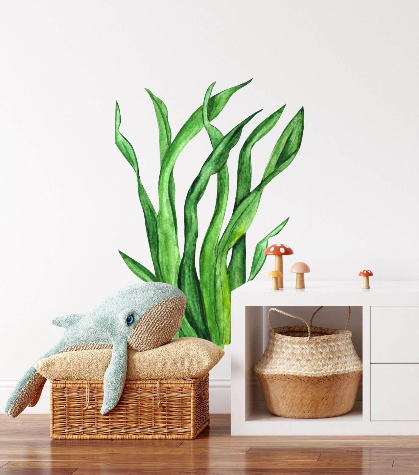 Green Seaweed Wall Decal Ocean Sea Life Removable Fabric Wall Sticker