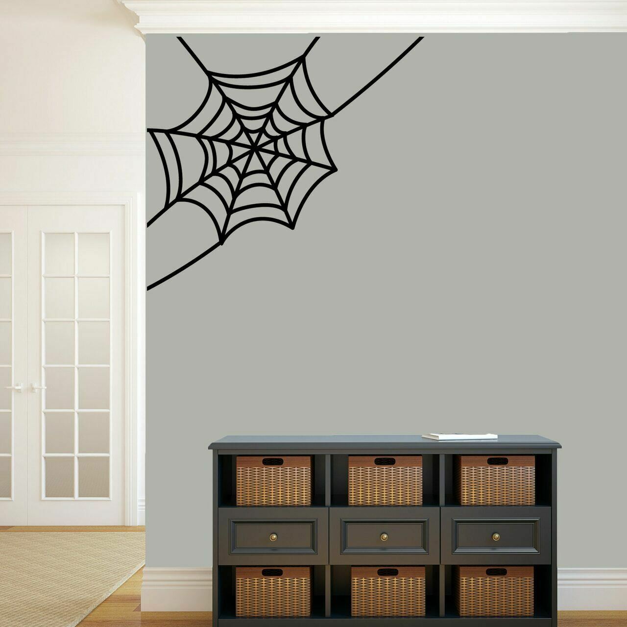 Corner Spider Web Wall Decal – Holiday Spooky Wall Art Accents Decals Stickers