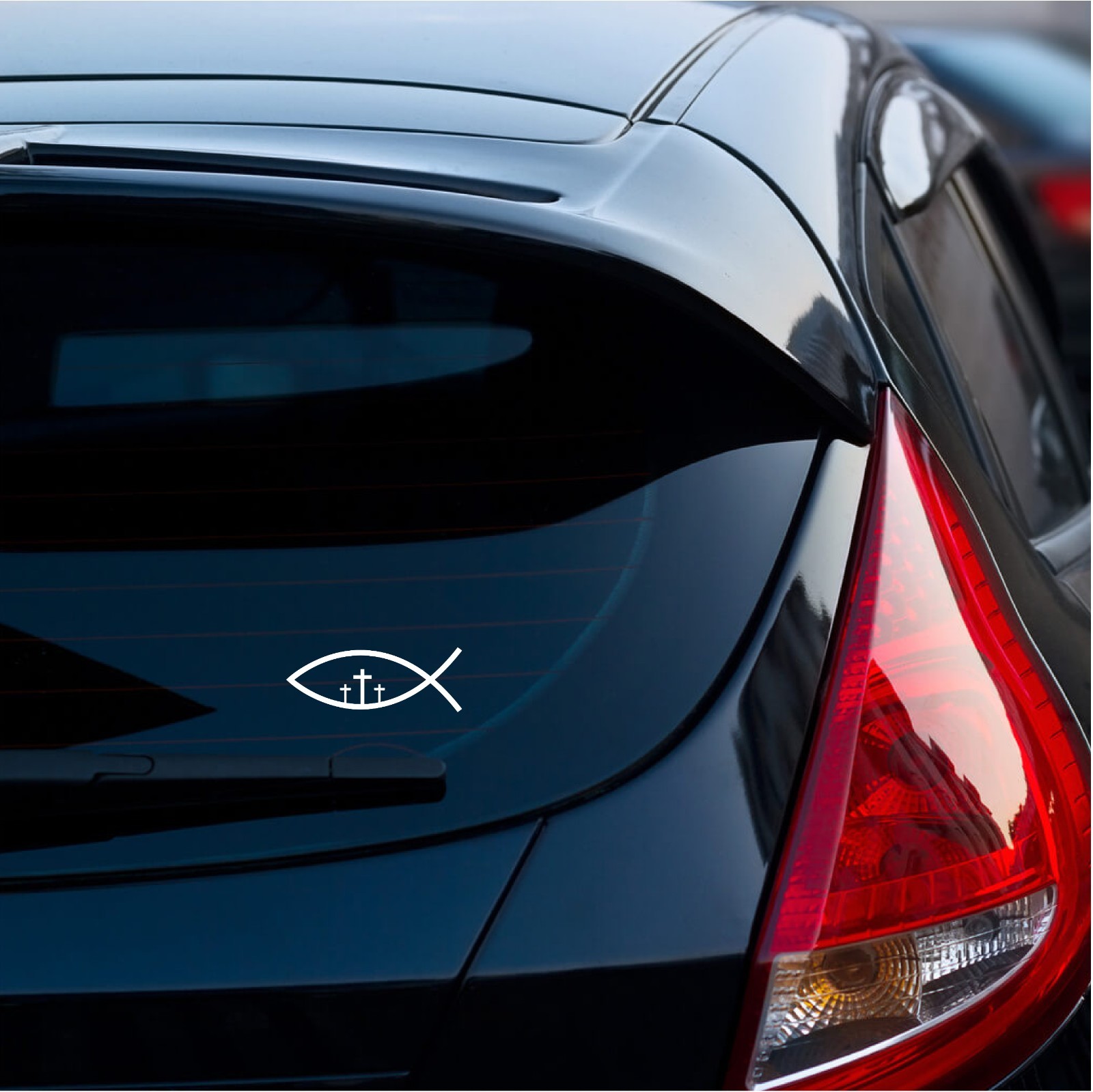 Christian Jesus Fish Cross Vinyl Decal Sticker – Ichthys Faith God Car Truck Win