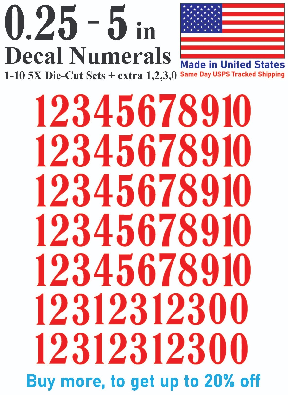 1-10 5x+ School Book Outdoor Vinyl Decal Numbers for Mailbox Door Address Locker