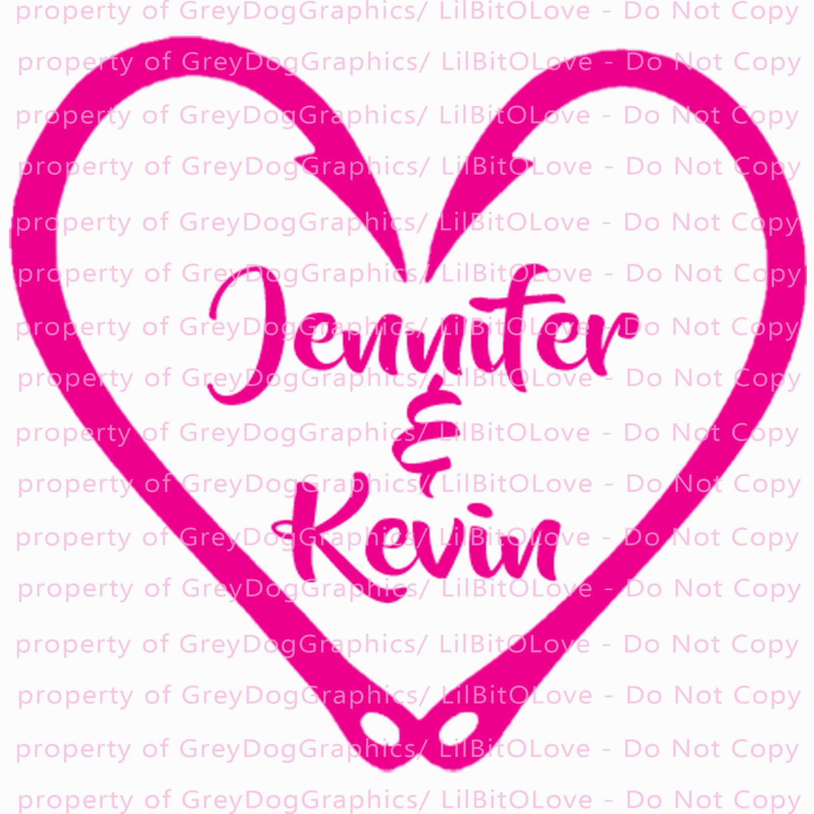 Custom Fish Hook Heart Personalized with Couple's Names Vinyl Decal Sticker