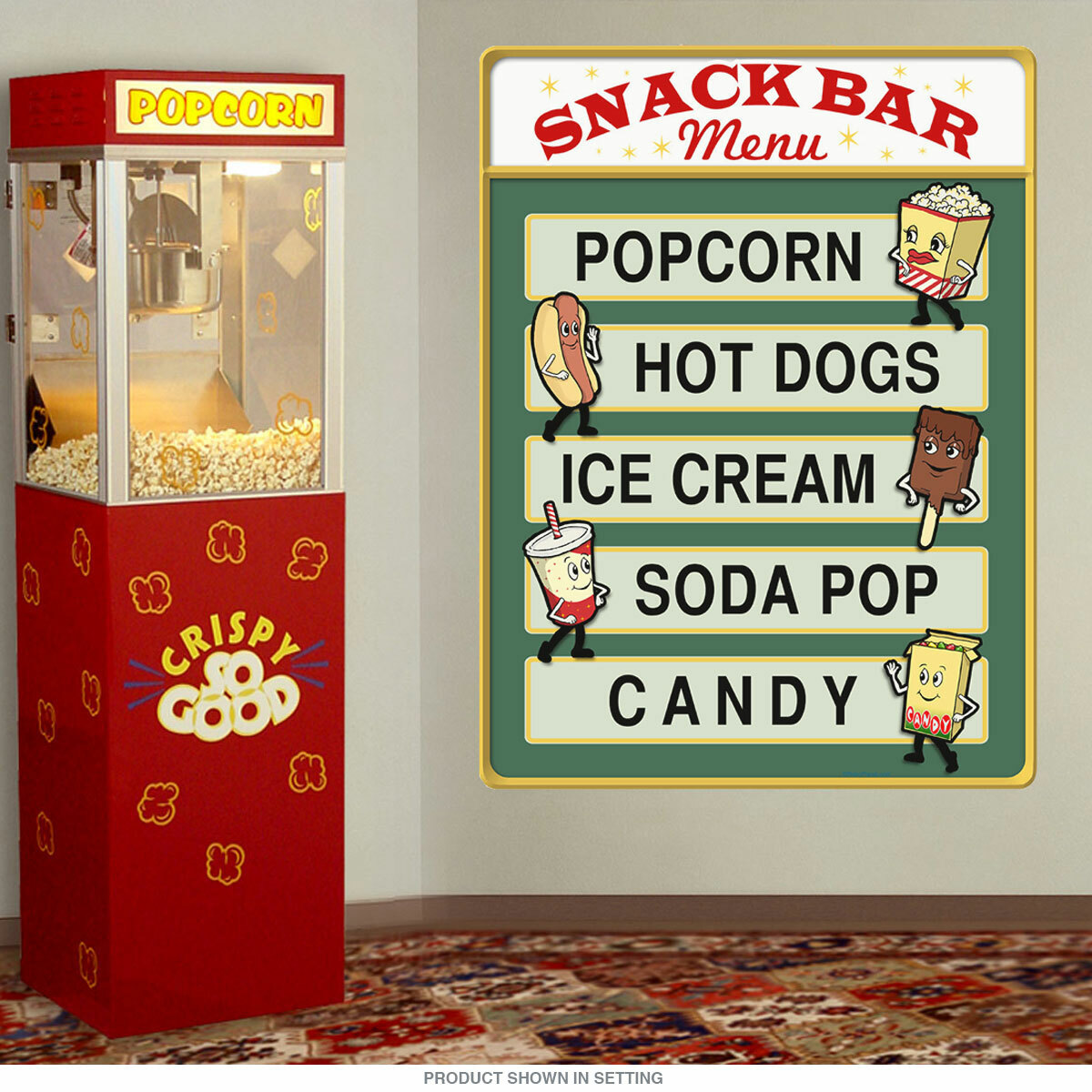 Snack Bar Menu Dancing Snacks Wall Decal Classic Movie Theater Decor