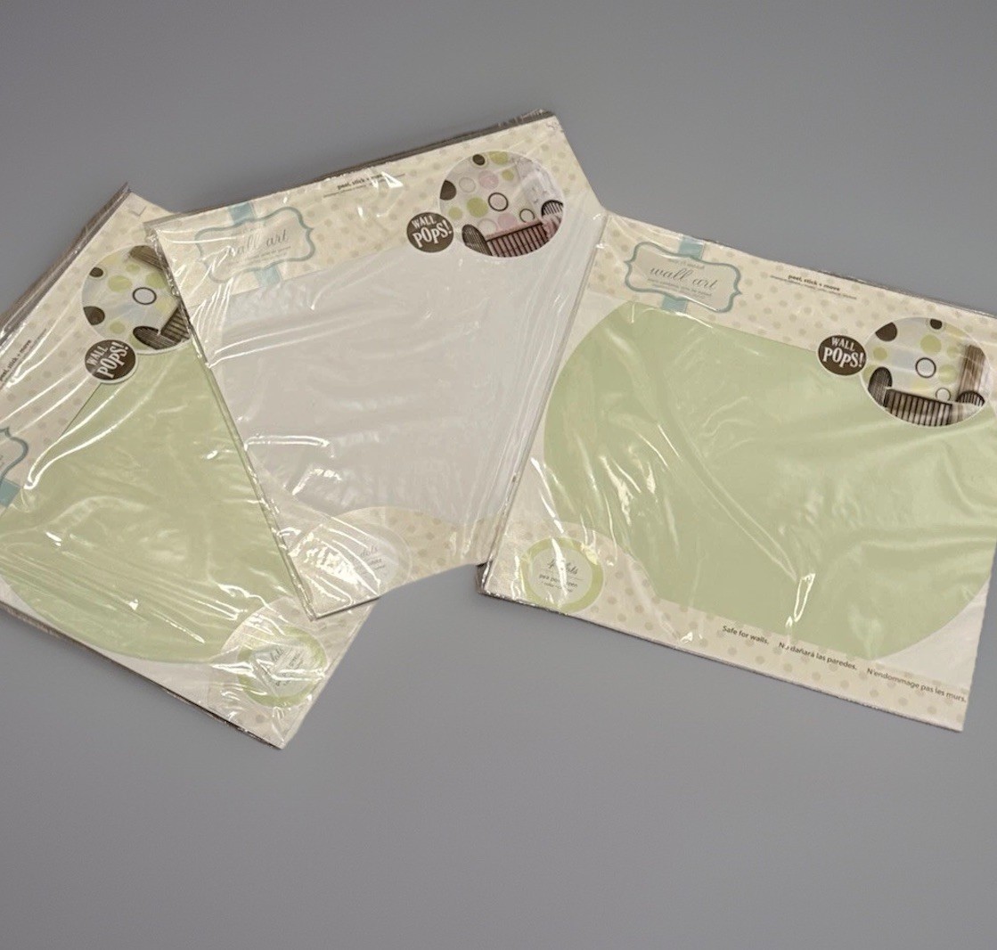 Wall Pops Vinyl Wall Art Pea Pod Green & White Large Dots Lot(3) New Sealed