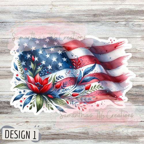 Patriotic Flags Vinyl Stickers 3" For Laptops, Cups, Etc. Water Resistant