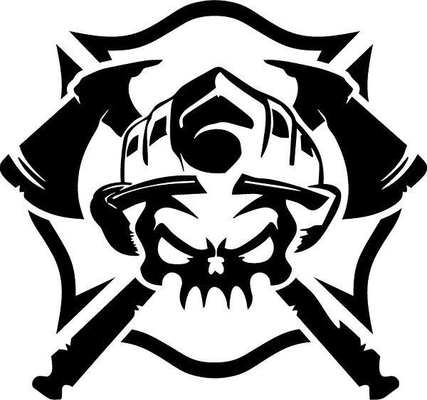Vinyl Decal – Firefighter Skull and Shield