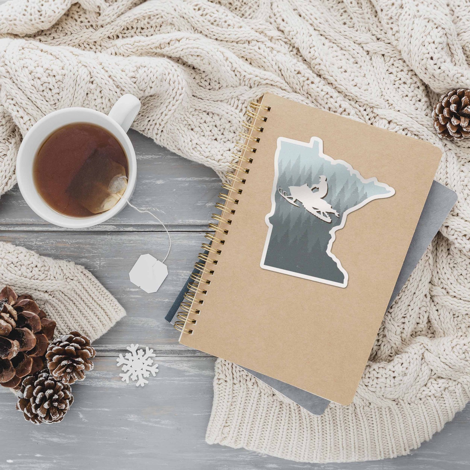 Snowmobile Minnesota Sticker – Cool Midwest Winter Sports Decals for Laptop