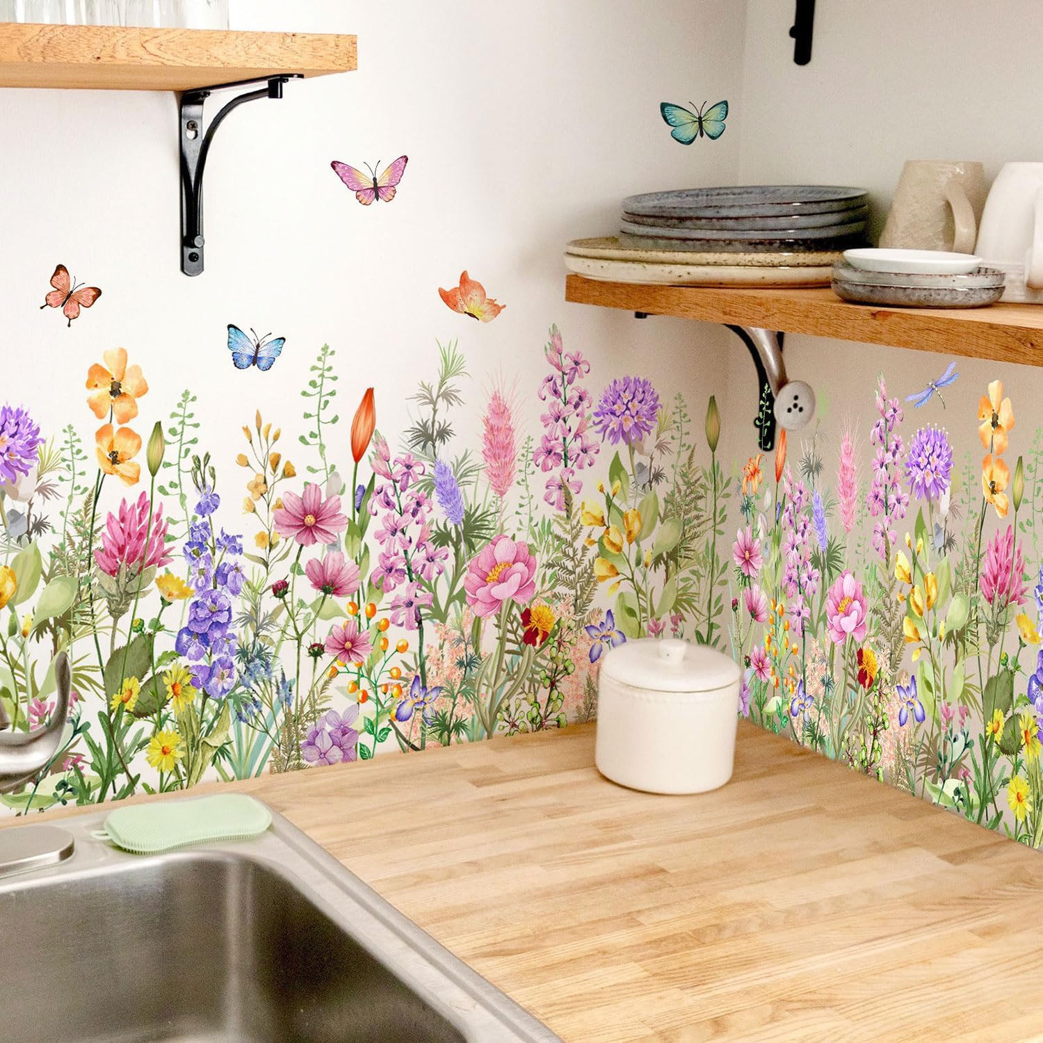 Wildflower Wall Decals Peel & Stick Floral Wall Art – Removable Flower Wall Stic