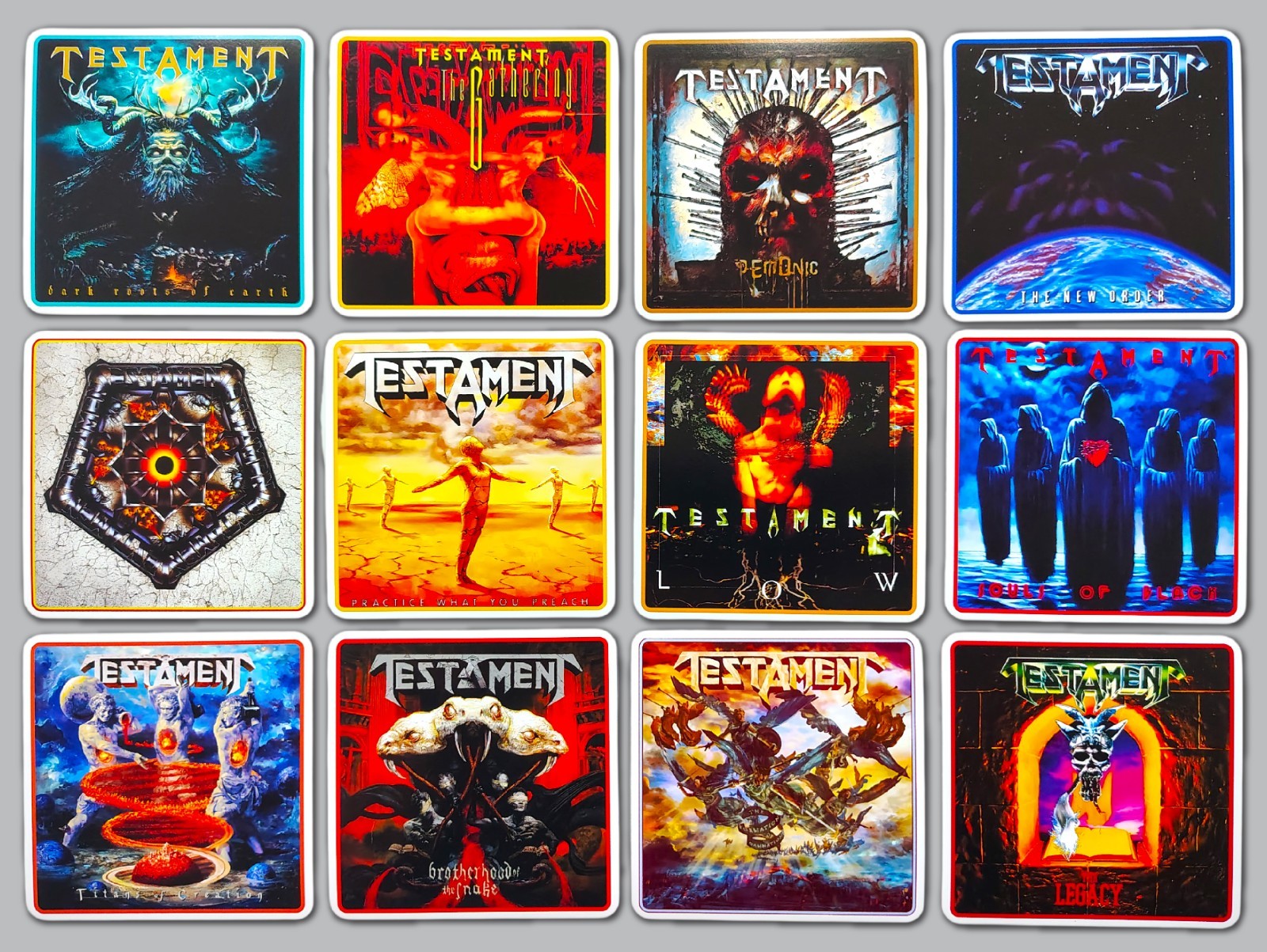 Testament Inspired Vinyl Sticker Lot (12 Stickers) thrash metal overkill sodom