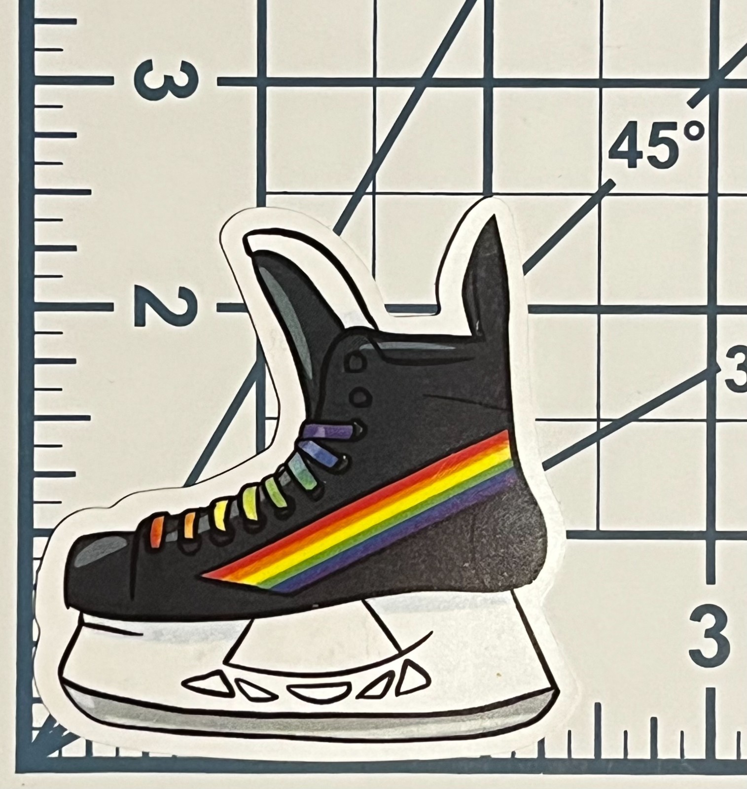 Ice Skate Rainbow Sticker Die Cut Vinyl Decal Hockey Skating Pride Laptop