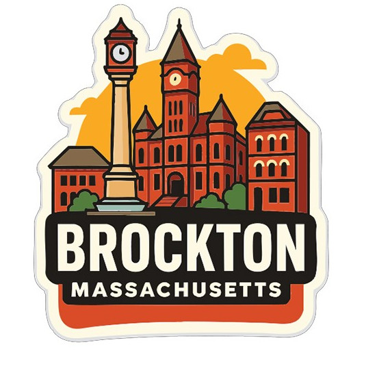 Brockton Massachusetts Sticker Decal Vinyl Die-Cut City Skyline Landmark Design