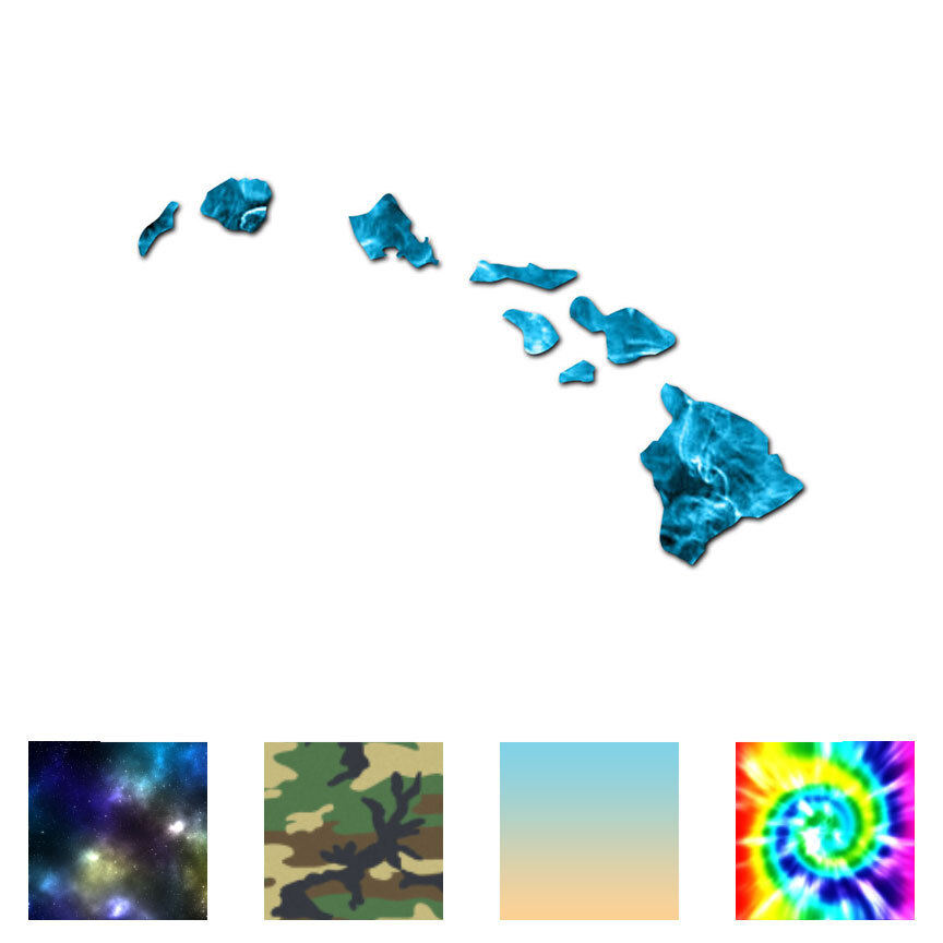 Hawaiian Islands Hawaii – Decal Sticker – Multiple Patterns & Sizes – ebn355