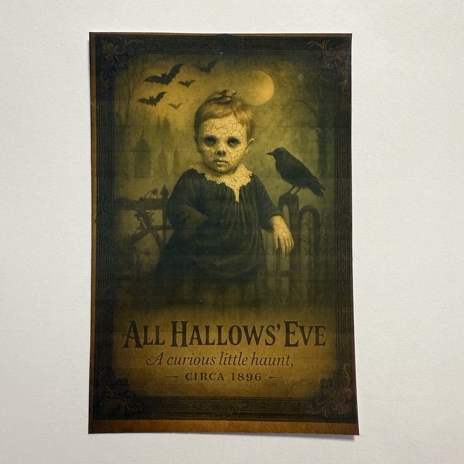 Victorian Gothic Halloween Sticker All Hallows Eve Vintage Design Homemade Art