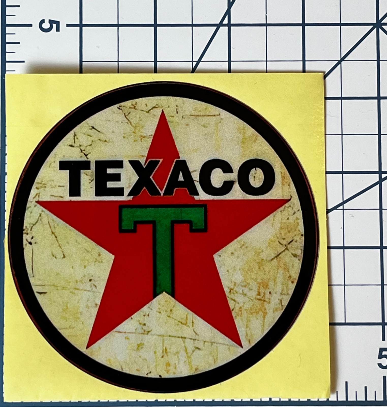 Vintage Texaco Gasoline Vinyl Sticker Distressed Retro Star Oil Gas Decal
