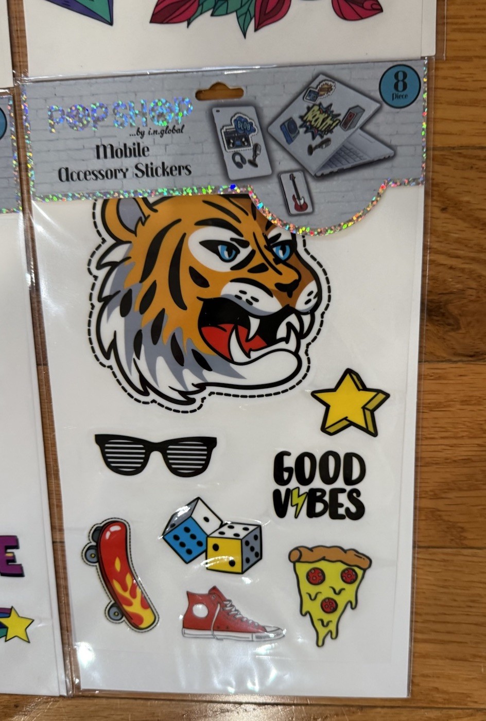 Pop Shop Mobile Accessory Stickers Tiger Pizza 8pc Lot Of 4