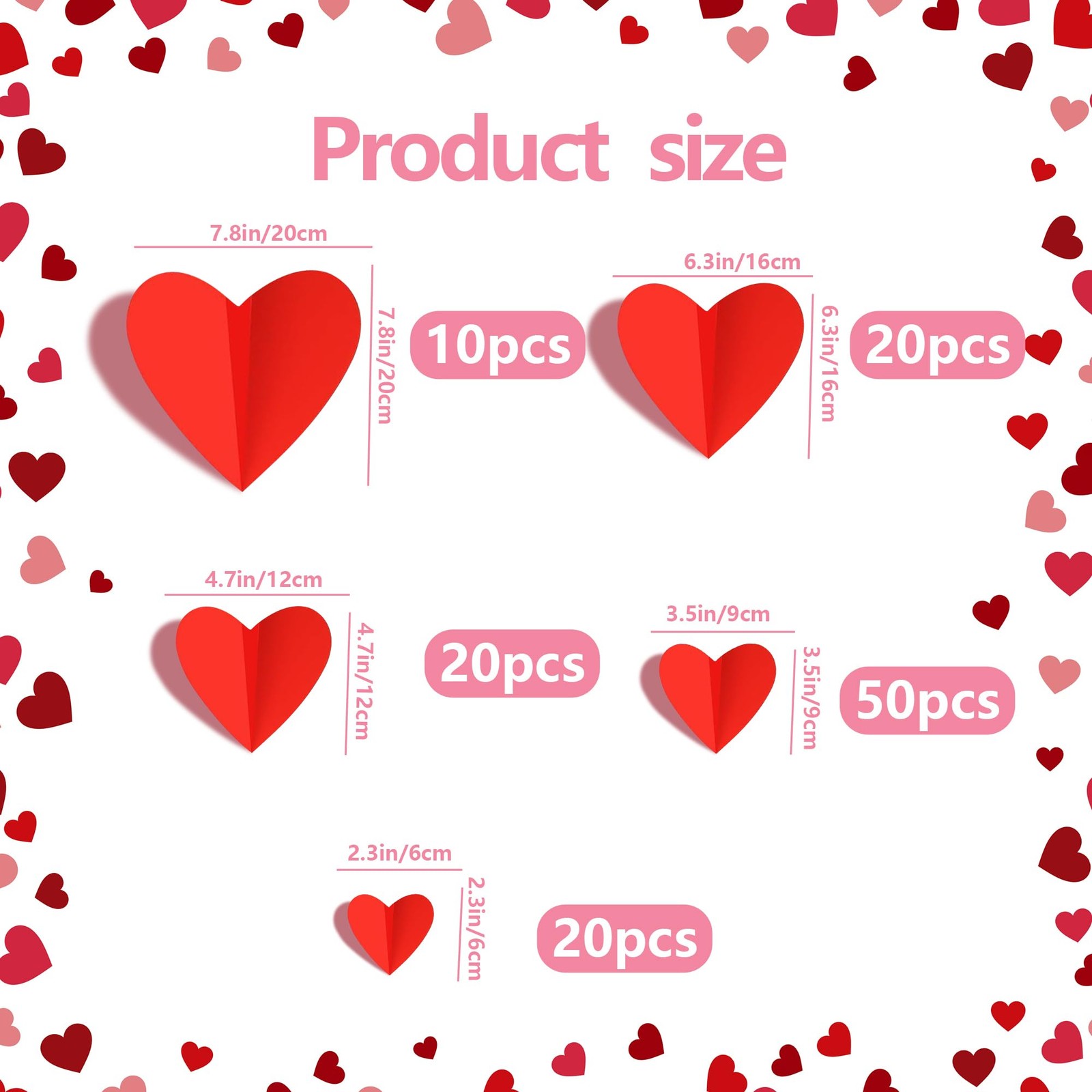 120 Pcs Valentine's Day Wall Stickers, 3D Red Heart Waterproof Decals for Wed…