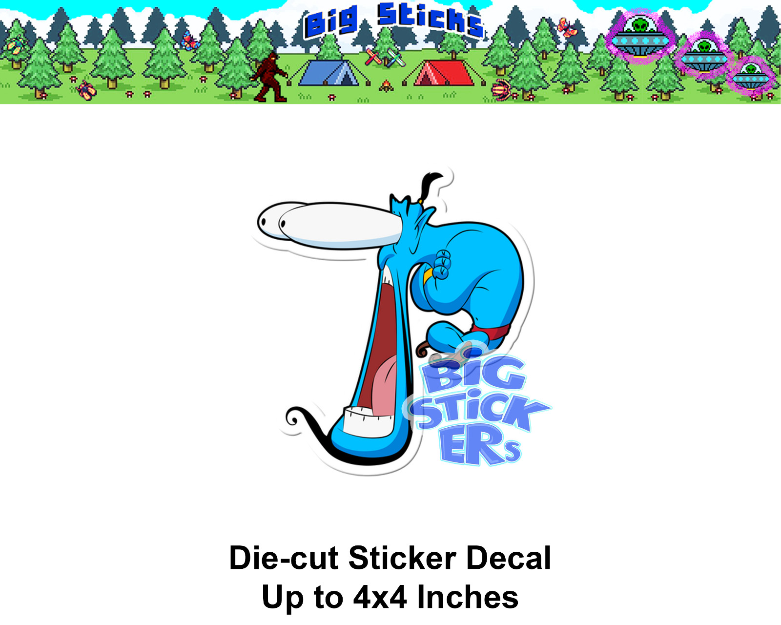 Genie Shocked 3-4” Die Cut Sticker Glossy Paper or Waterproof Vinyl / Holo