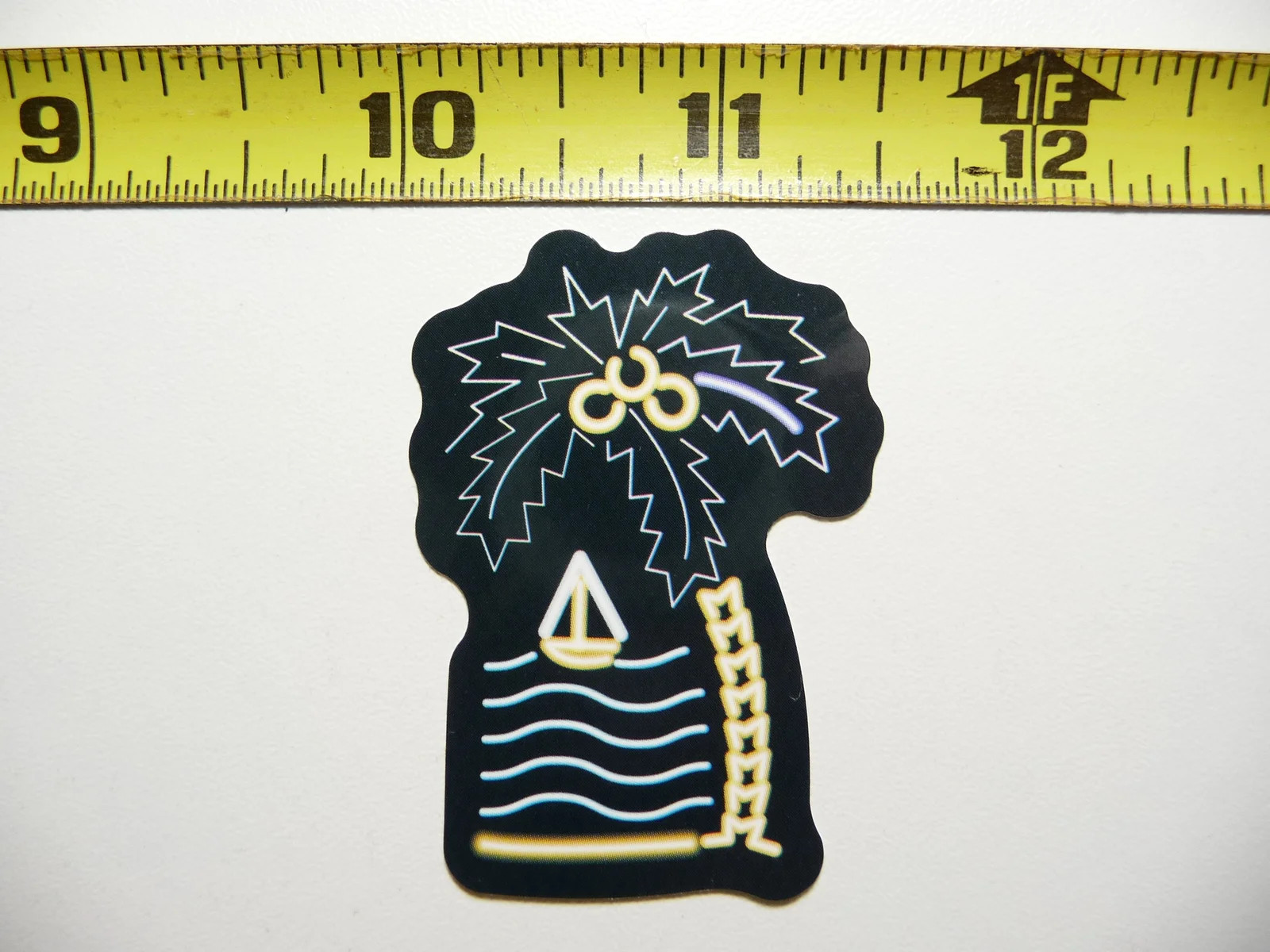 AWESOME PALM TREE SAILBOAT SMALL STICKER DECAL NEON STYLE BRIGHT VINYL