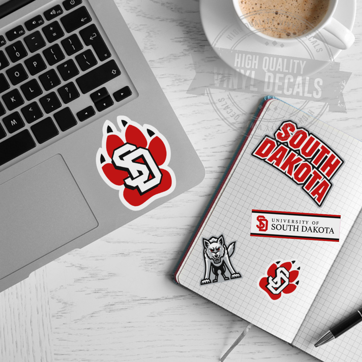 University of South Dakota NCAA A4 High Quality Printed Vinyl Decal Sticker Kit