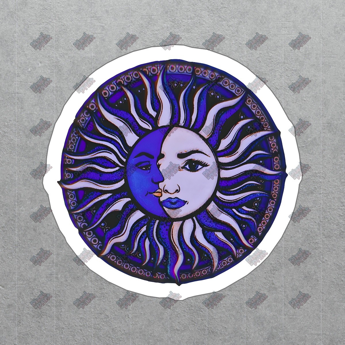 Vibrant Sun and Moon Vinyl Sticker Celestial Decal for Laptops, Water #609759