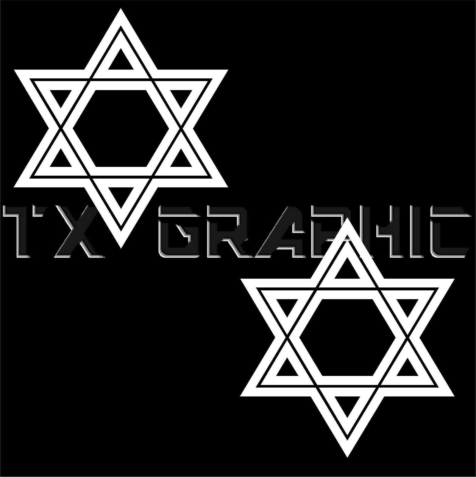 STAR OF DAVID DECAL HEXAGRAM JEWISH SYMBOL ZIONIST ISRAEL, 1 SET OF 2