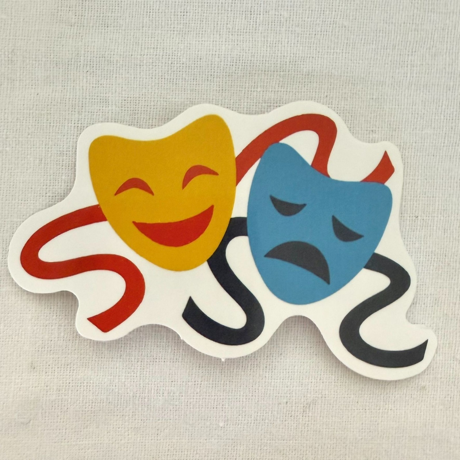 Theater Comedy And Tragedy Mask Vinyl Sticker Durable 3×2 inches No 26