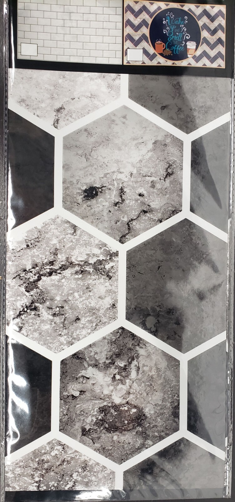 KITCHEN STOVE BACKSPLASH Sticker/Wall Decal, 30" x 18", MARBLE PENTAGONS, GR