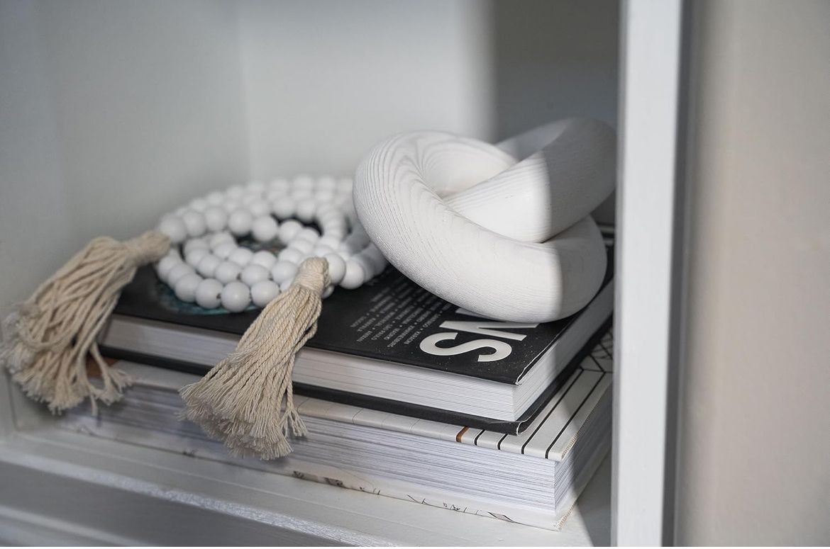 Aesthetic Room Decor Wood Bead Garland- 2 Piece White Wood Chain Link Boho Decor