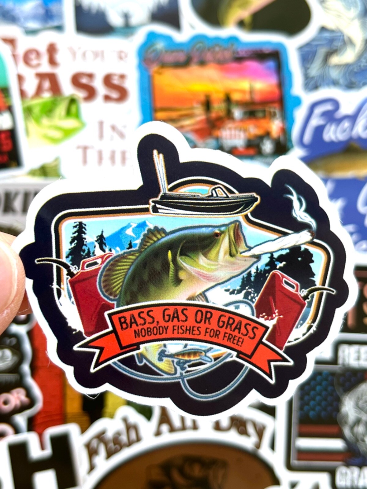 5-50 pcs Fishing Stickers, Cool Boho Boat Lake Phone Kindle Journal Laptop Decal