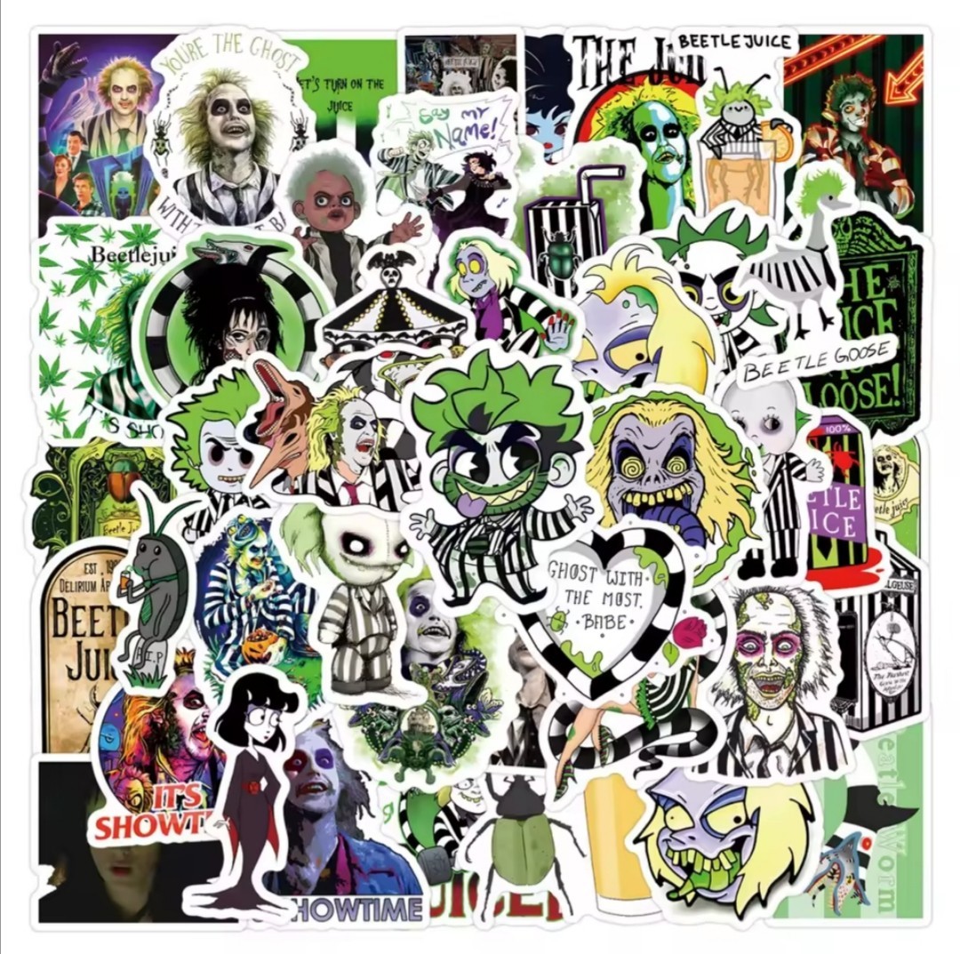 10 PCS Beetlejuice (Unofficial) Scary Spooky Halloween Movie Stickers BRAND NEW