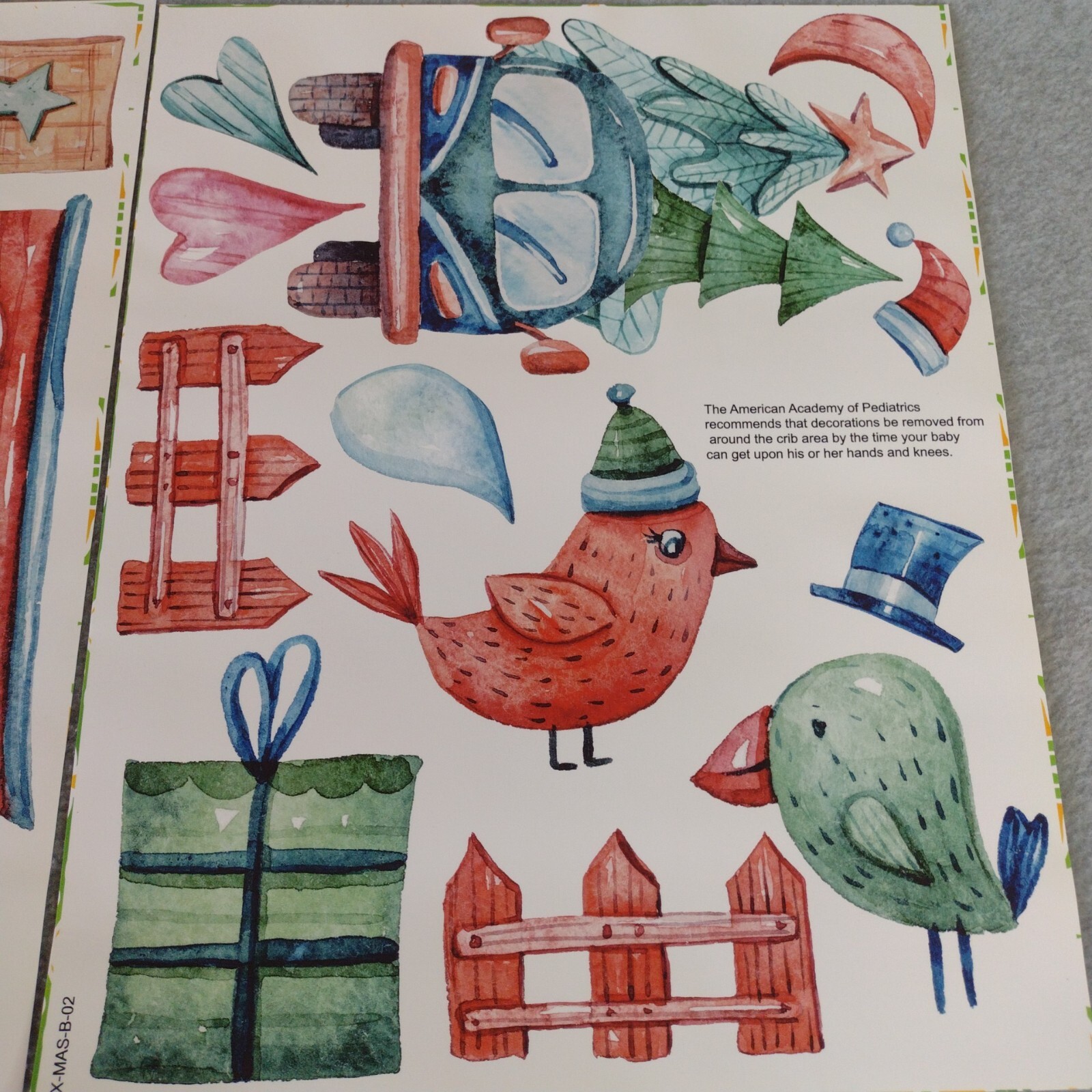 Peel & Stick Christmas Stickers Fabric Plastic Free Reusable Removable 3 Sheets