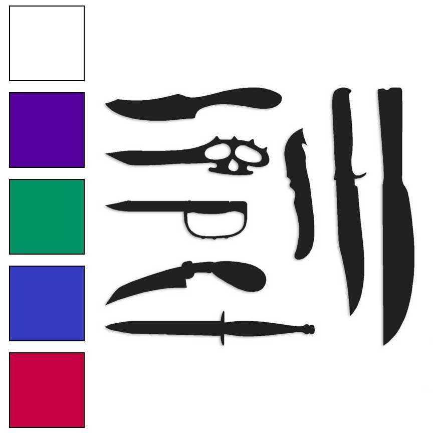 Set of 8 Knives Daggers, Vinyl Decal Sticker, Multiple Colors & Sizes #3368