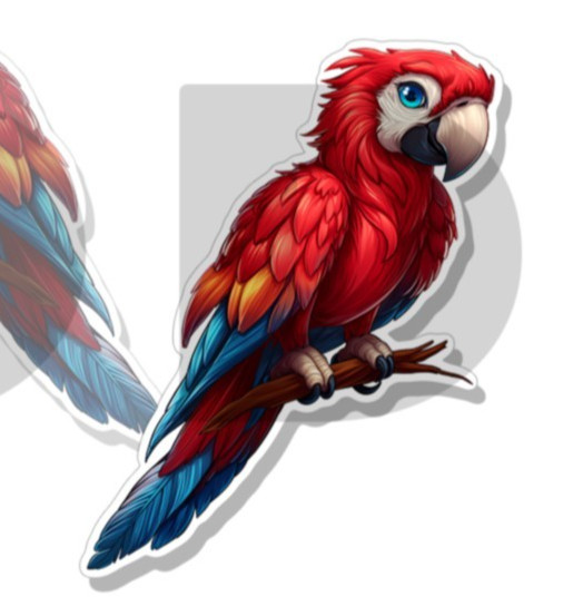 Parrot Sticker Macaw Tropical Bird Animal Art Decal Vinyl Novelty Made in US 2PK