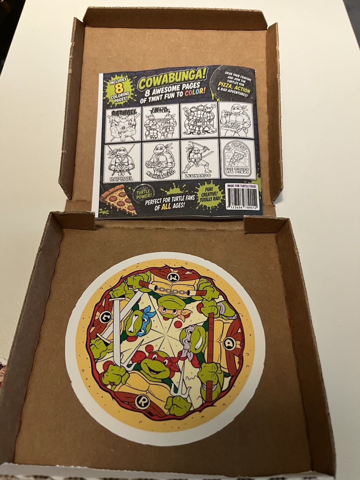 Teenage Mutant Ninja Turtles Mystery Sticker Pack Pizza Box + Coloring Book