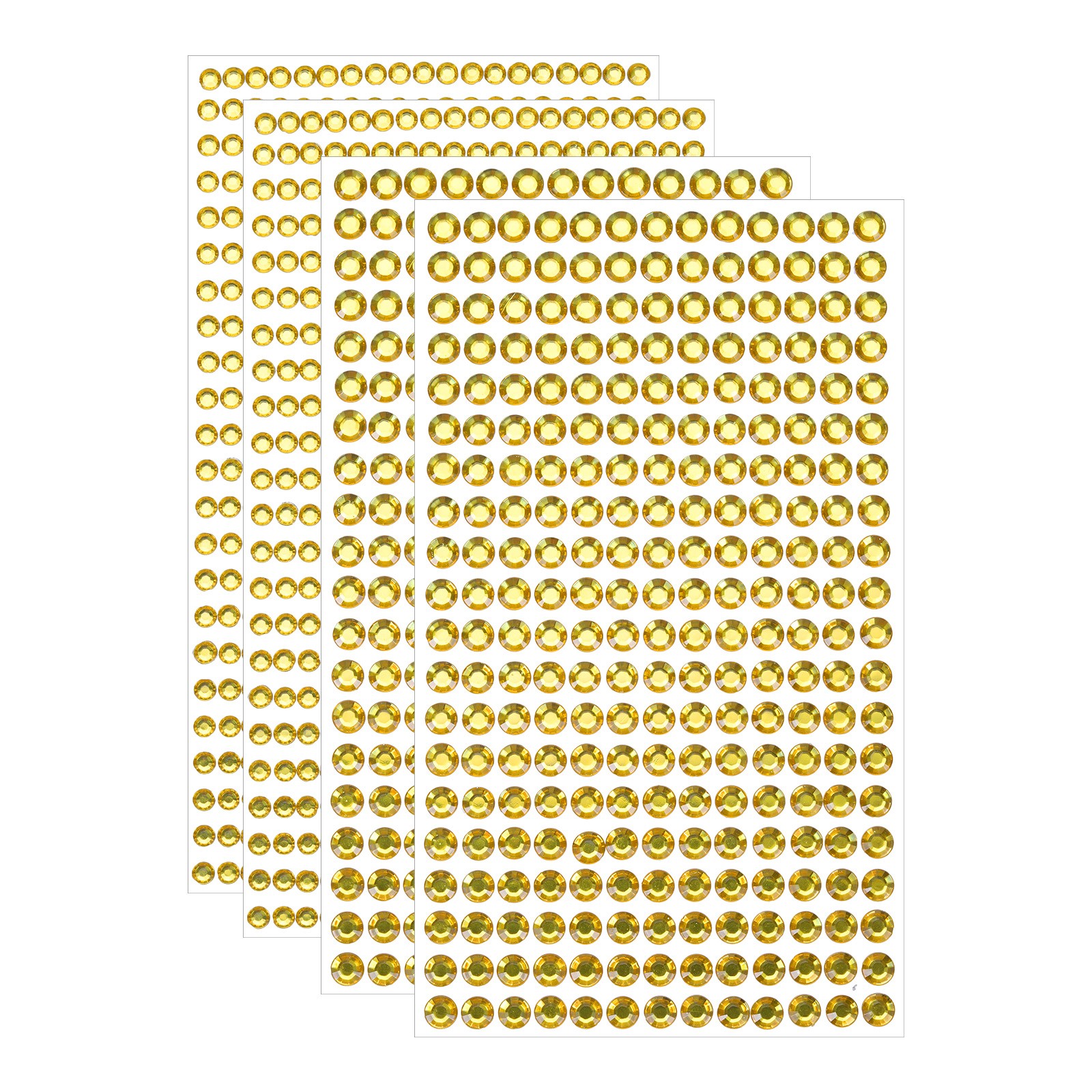 1394Pcs 4mm/6mm Self-Adhesive Rhinestone Stickers (4 Sheet Light Golden Yellow)