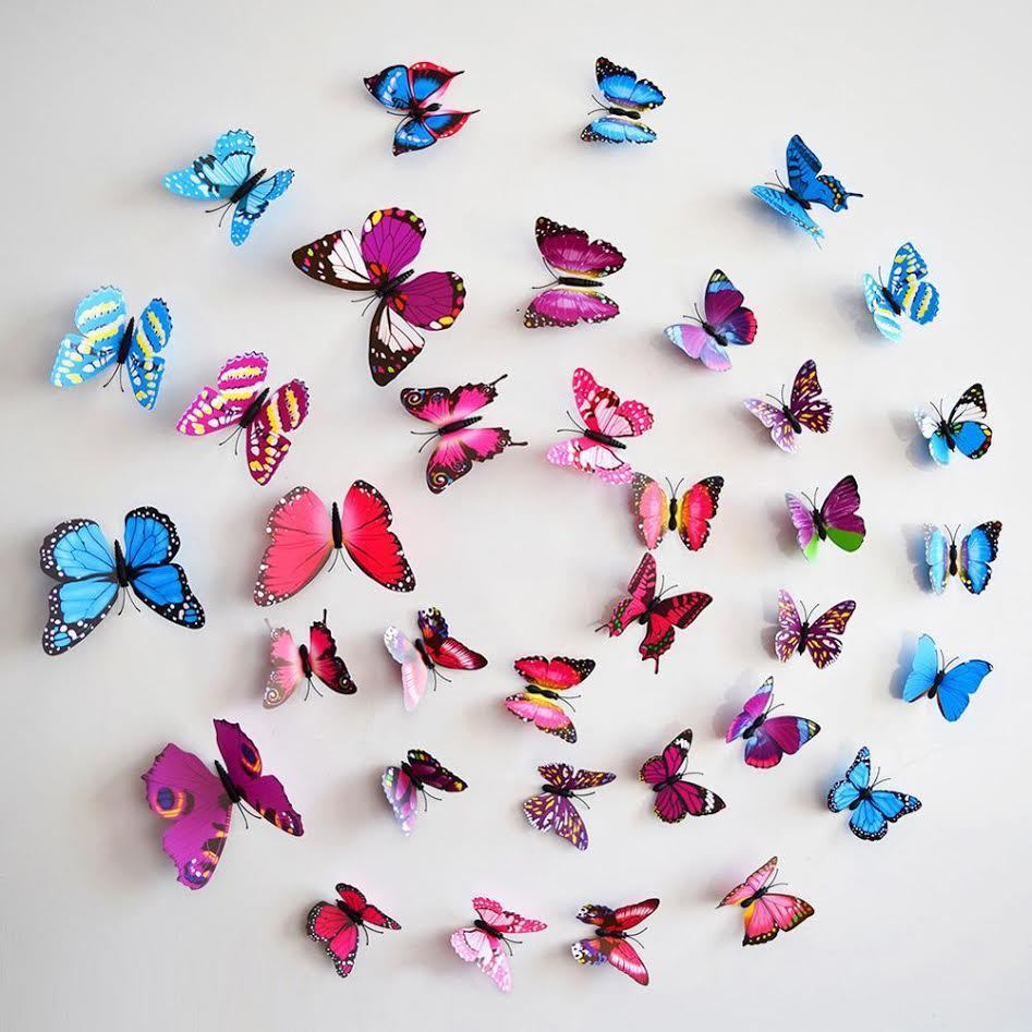 3D Multi-Color Butterfly Wall Decoration (7 sets)