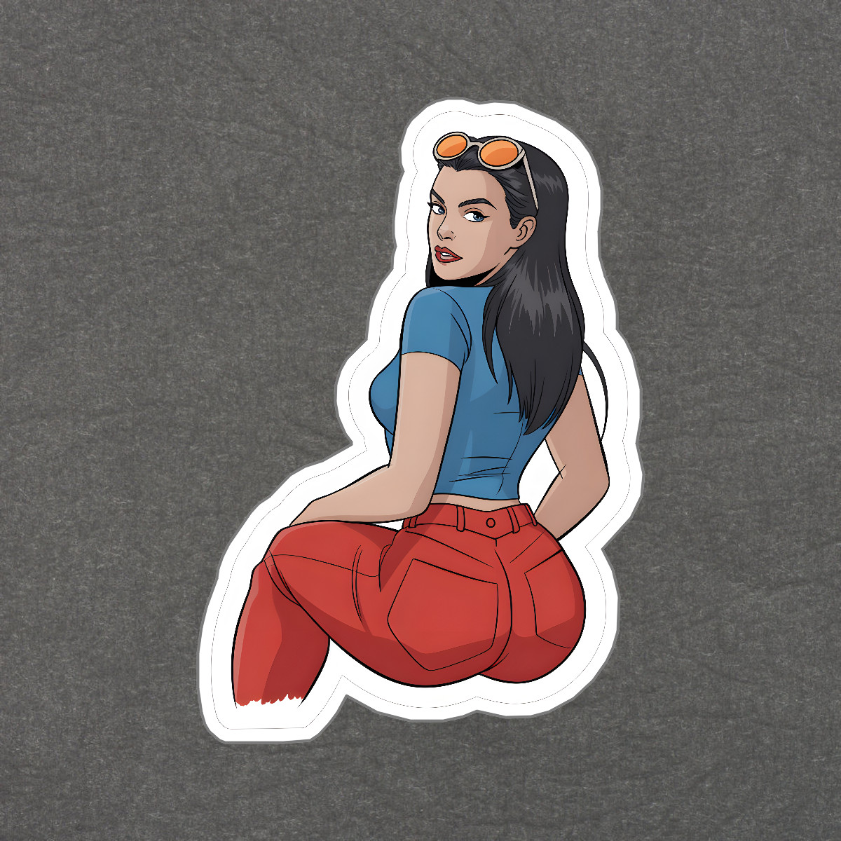 Stylish Retro Female Character Sticker Trendy Pop Culture Art Vibrant #9079