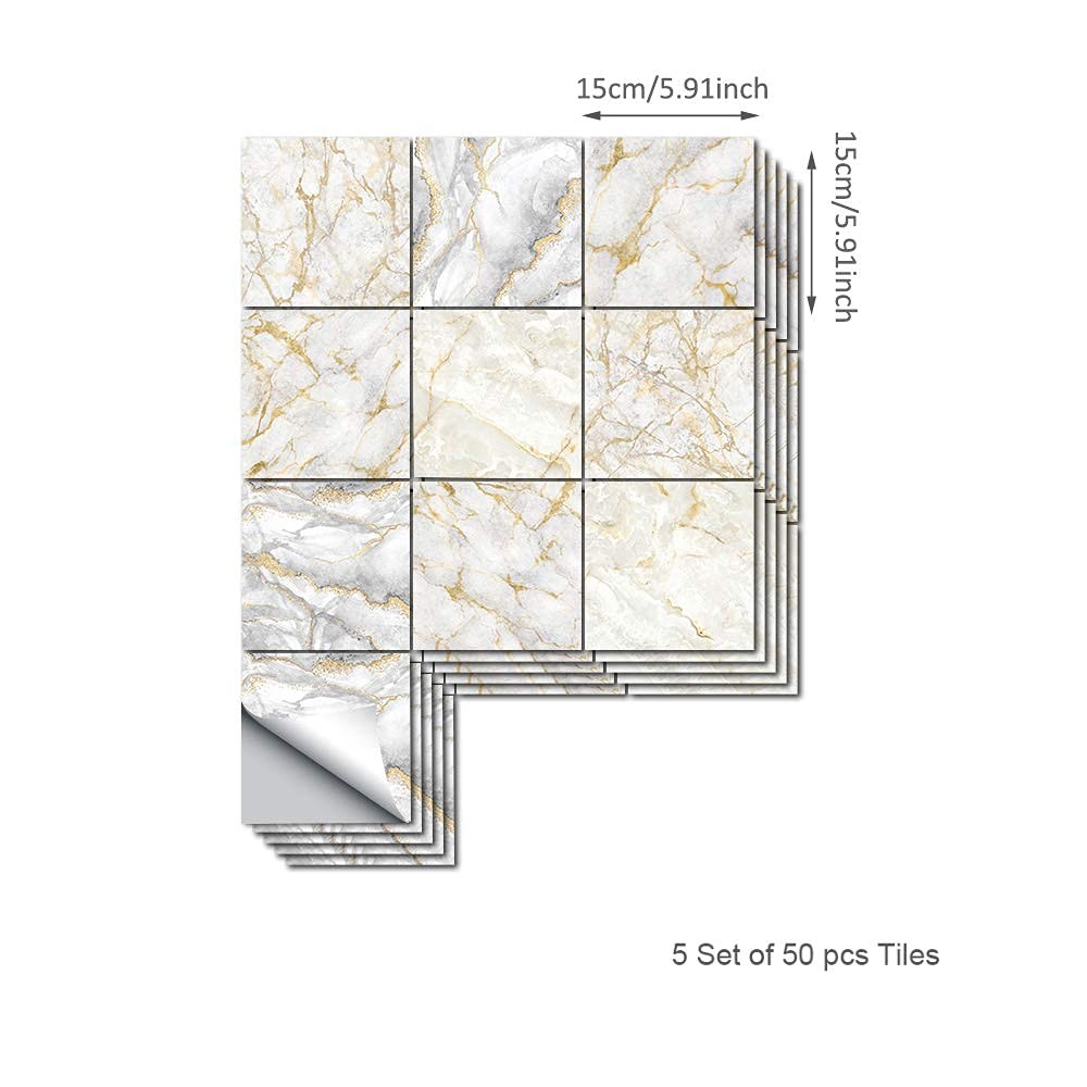 50Pcs Peel and Stick Backsplash Wall Tile for Kitchen Bathroom Laundry Room, …